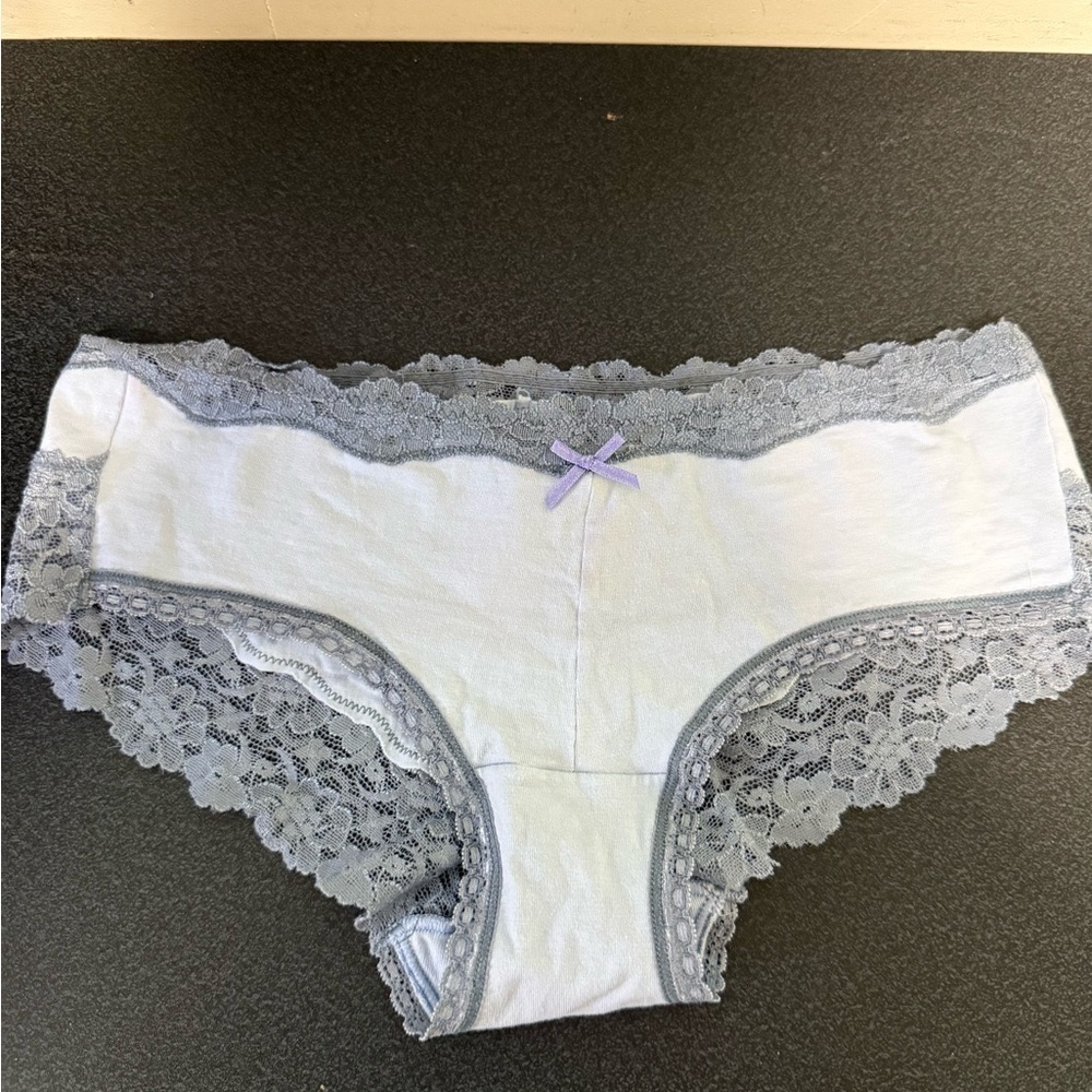 Maidenform Lace Trim Panties - Light Gray blue